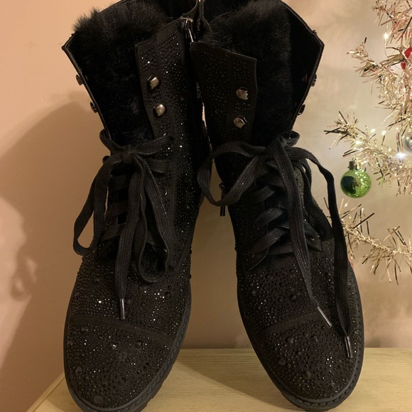 Jessica Simpson Rhinestone Combat Boots Sz 11 - Picture 3 of 5